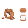 Sac à dos à langer cuir en faux cuir marron avec plusieurs compartiments et tapis à langer