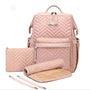 Sac à dos à langer design en quilté rose blush avec tapis à langer et accessoires