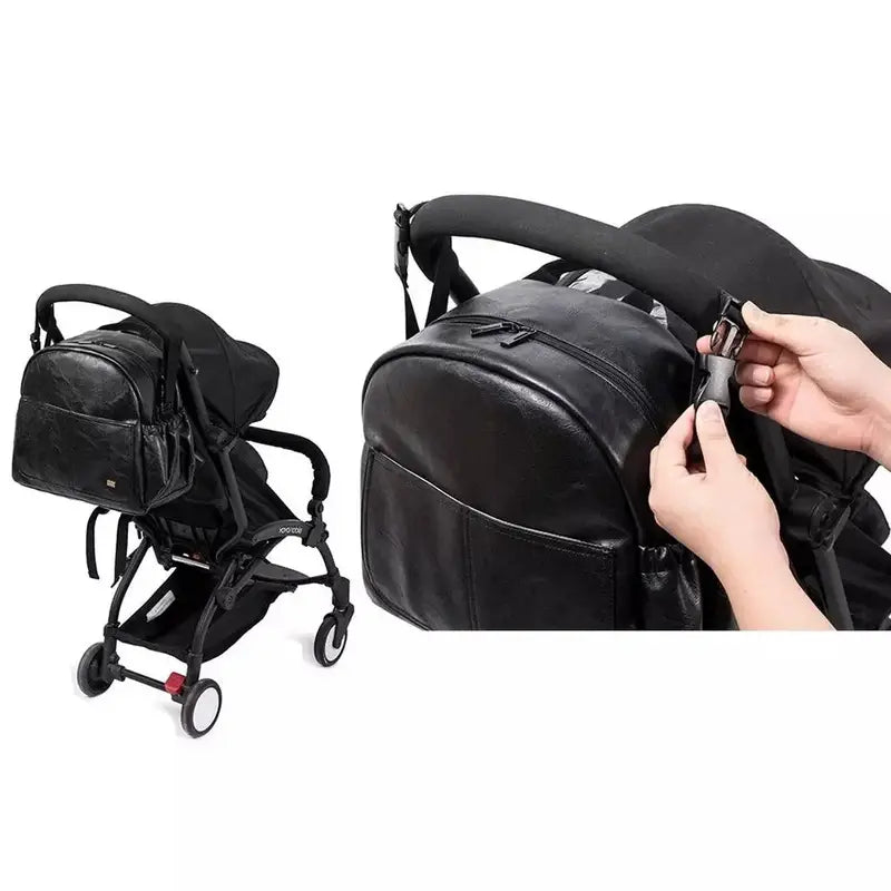 Sac à dos à langer en cuir pour bébé