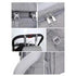 Sac à dos à langer ergonomique gris en tissu avec compartiments, boucles, fermetures et attaches pour poussette