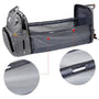 Sac à dos à langer extensible gris avec bassinet portable en mesh pour bébé