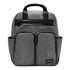 Sac à dos à langer gris en tissu avec poches noires et poignées de transport