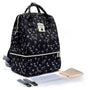 Sac à dos à langer imperméable avec motif floral noir, plusieurs compartiments et accessoires