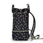 Sac à dos à langer imperméable avec motif floral noir et compartiment inférieur séparé