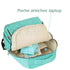 Sac à dos à langer isotherme vert menthe avec poche anti-choc pour ordinateur portable
