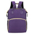 Sac à dos à langer lit violet avec zippers et poignées crème pour bébé et maman