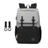 Sac à dos à langer oxford gris clair et noir avec port de chargement USB et attaches pour poussette
