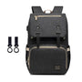 Sac à dos à langer Oxford noir avec port de chargement USB et attaches pour poussette