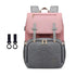 Sac à dos à langer Oxford rose et gris avec deux bandes pour poussette
