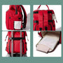 Sac à dos à langer pour jumeaux rouge avec multiples compartiments et passant trolley
