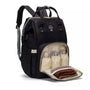Sac à dos à langer tendance noir multifonction avec poche ouverte et accessoires pour bébé