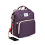 Sac à dos à langer USB violet avec port de chargement externe et téléphone connecté