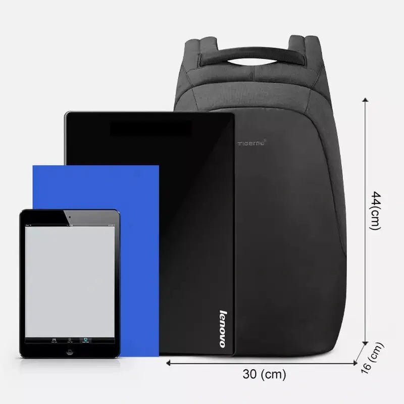 Sac à dos laptop noir avec plusieurs compartiments pour appareils électroniques