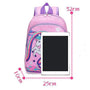 Sac à dos licorne maternelle rose avec bretelles violettes et compartiments zippés