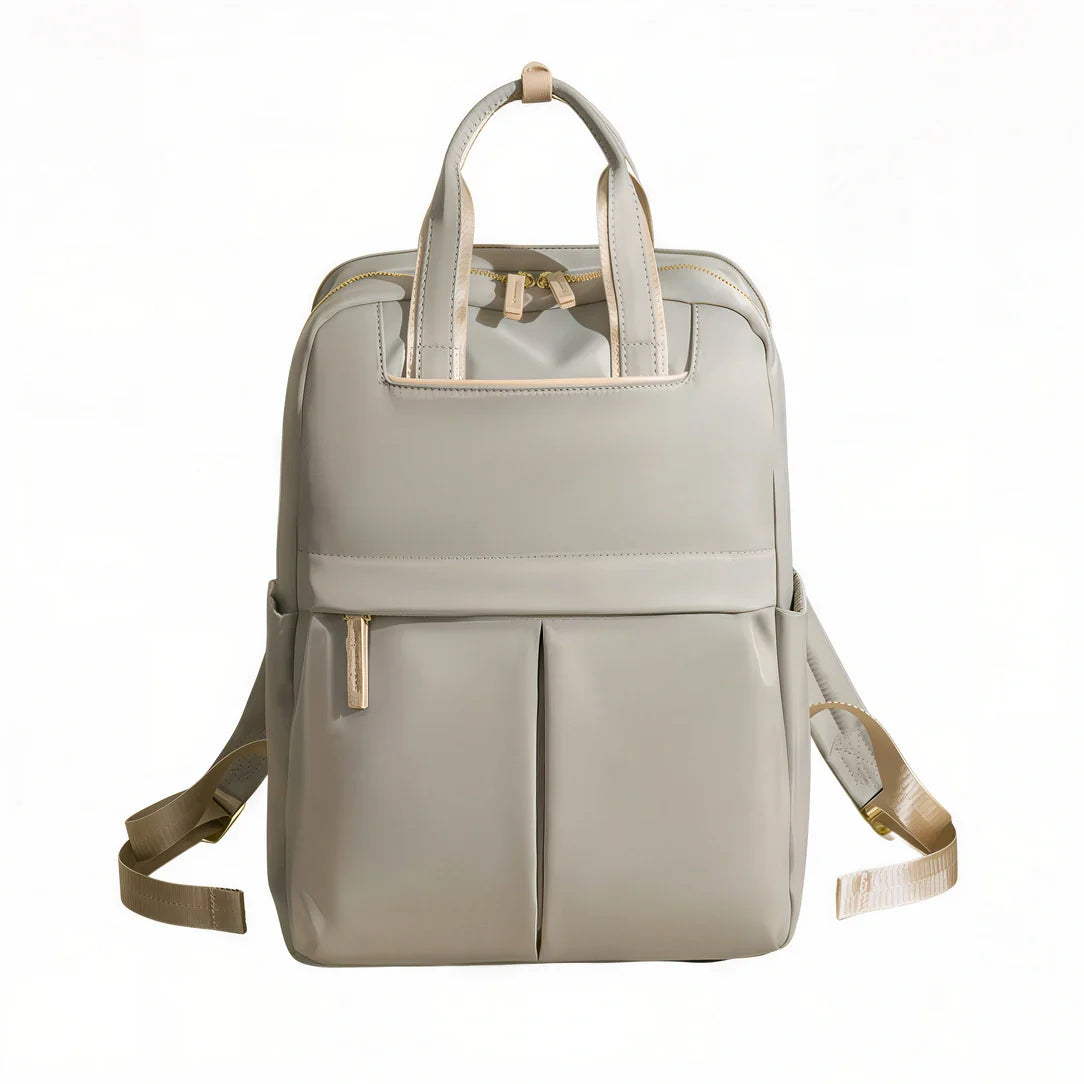 Sac à dos gris avec accents dorés et sangles ajustables - Lune Opaline