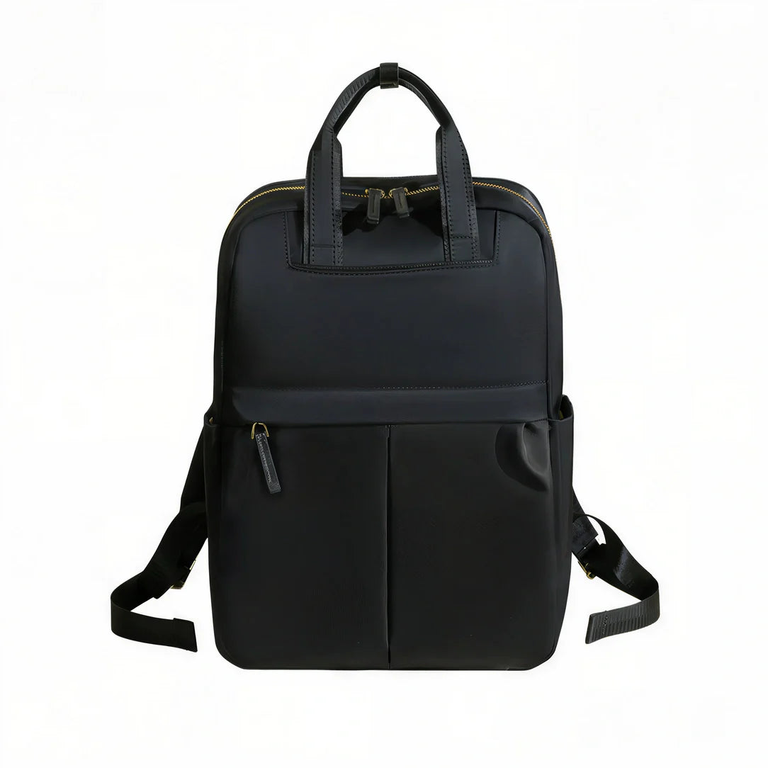 Sac à dos noir avec accents cuir et sangles ajustables - Lune Opaline