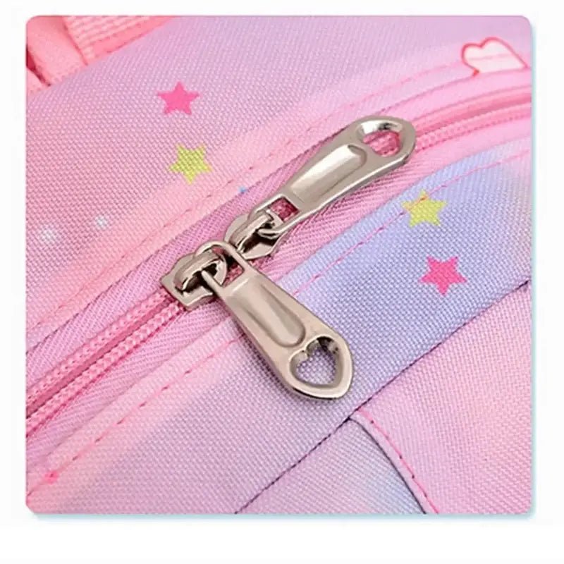 Sac à dos maternelle fille licorne avec sac à dos rose et violet à étoiles et cœurs