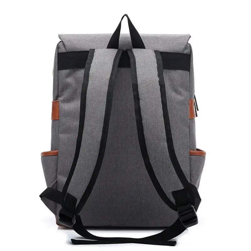 Sac à dos Mickey Maternelle gris avec bretelles noires et accents en cuir marron