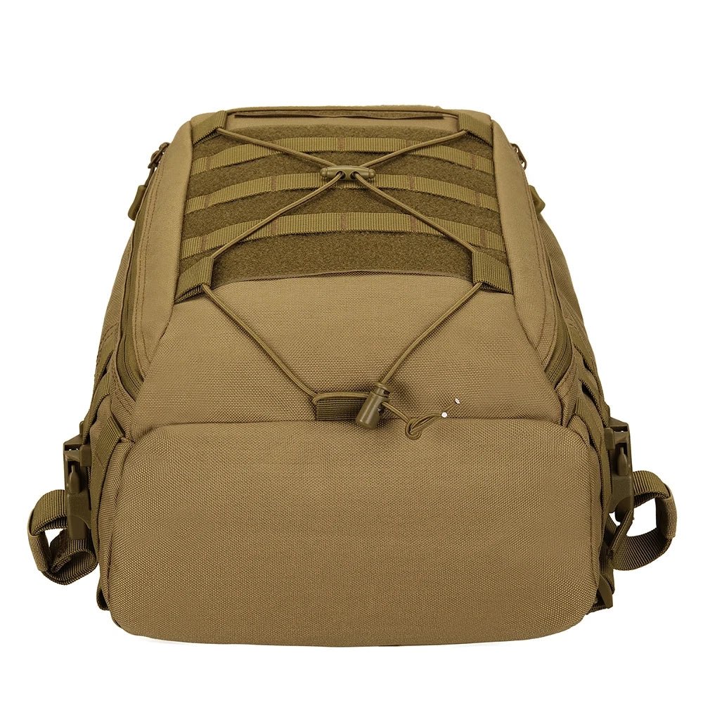 Sac à dos militaire 25L 1000D tan avec cordons ajustables et webbing MOLLE