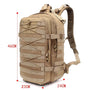 Sac à dos militaire 25L Molle 1000D tan avec lanières externes et dimensions