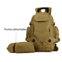Sac à dos militaire 40l avec design tan et pochettes détachables pour tactiques
