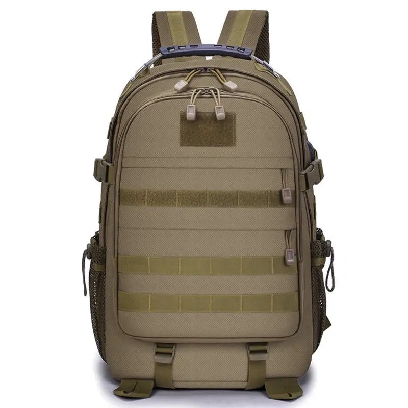 Sac à dos militaire 50l kaki avec plusieurs compartiments et webbing MOLLE