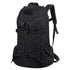 Sac à dos militaire 60L noir avec multiples compartiments, webbing MOLLE et bretelles ajustables