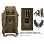 Sac à dos militaire 70L 600D réglable khaki avec multiples compartiments pour randonnée