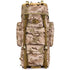 Sac à dos militaire 70l en camouflage avec plusieurs compartiments et sangles