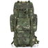 Sac à dos militaire 70l camouflage vert avec multiples compartiments et sangles