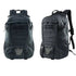 Sac à dos militaire de randonnée noir avec multiples compartiments et webbing MOLLE