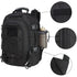 Sac à dos militaire tactique noir avec porte-bouteille extérieur et nombreux points d’attache