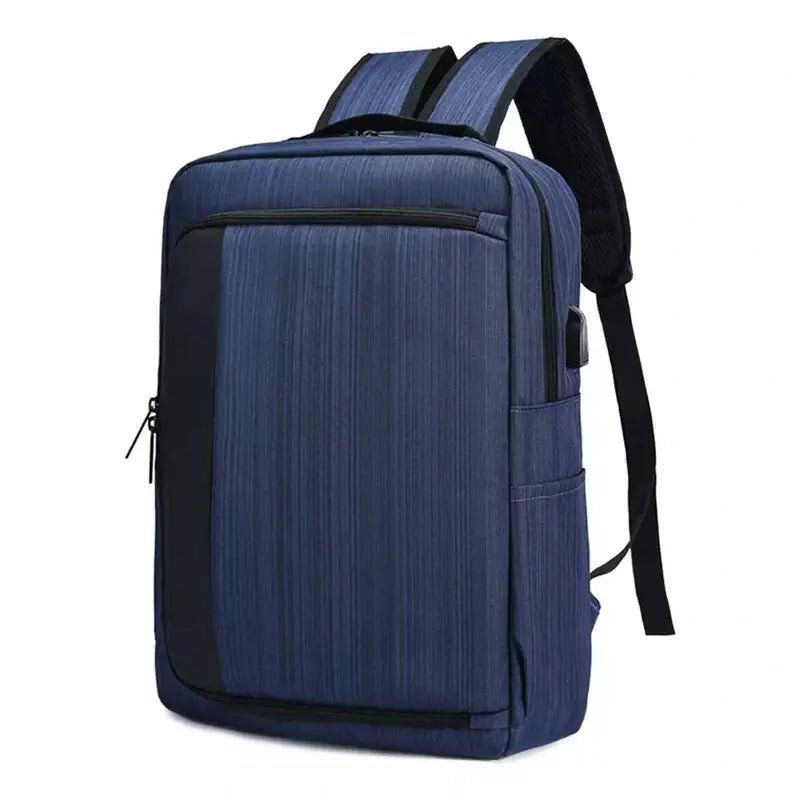 Sac à dos minimaliste pour PC 14 pouces en bleu marine avec design vertical et port USB