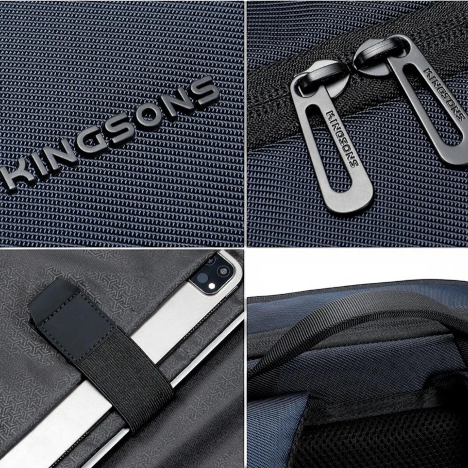 Sac à dos KS 900 Kingsons en tissu texturé noir avec branding métallique