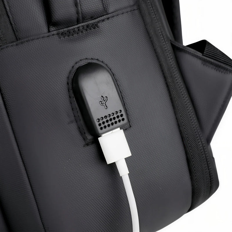 Sac à dos moderne PC 16 pouces Rigel avec port USB externe et câble blanc