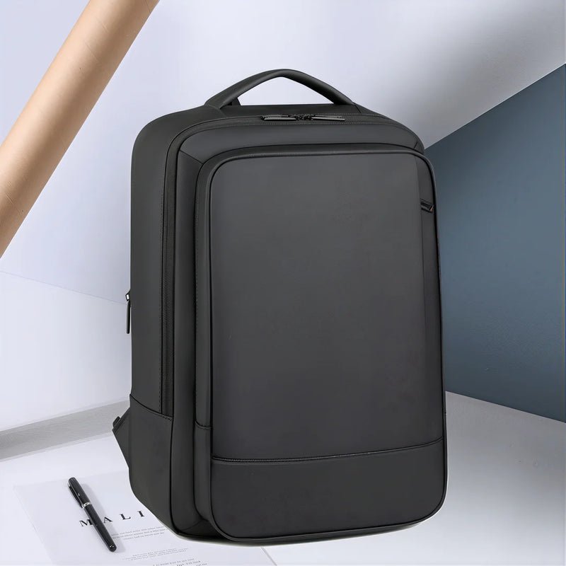 Sac à dos moderne PC 16 pouces Rigel avec compartiments noirs et poignée supérieure
