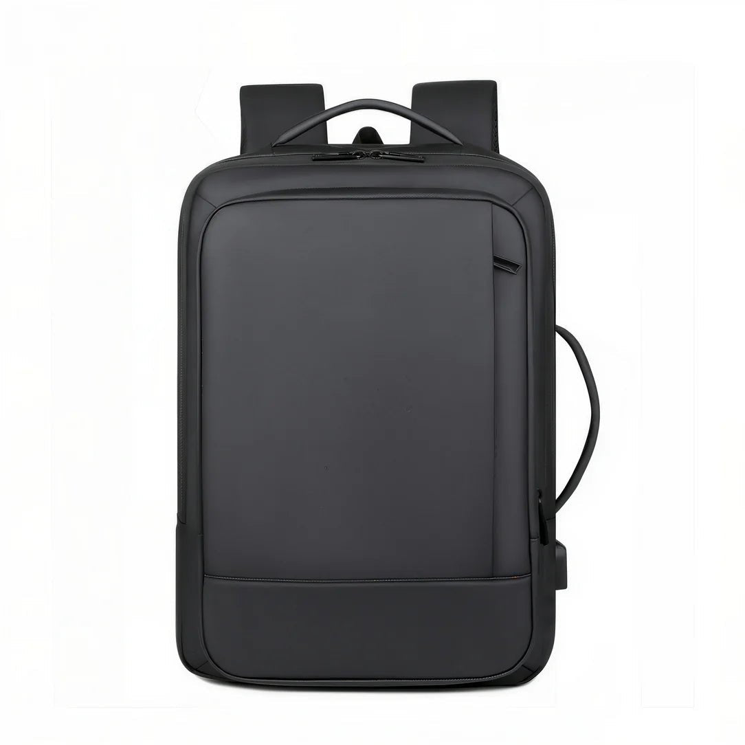 Sac à dos moderne pc 16 pouces Rigel noir minimaliste avec poche zippée et port USB