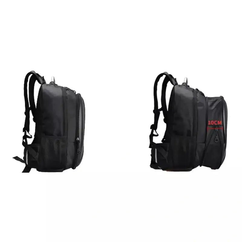 Sac à dos moto rigide noir extensible avec compartiments spacieux