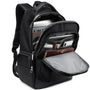 Sac à dos multi compartiments noir avec ordinateur, livres et accessoires