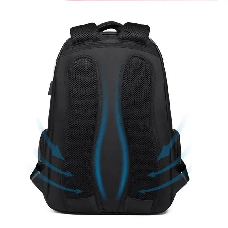 Sac à dos multi compartiments noir avec panneau dorsal et bretelles rembourrés et respirants