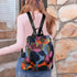 Sac à dos multicolore pour femme avec motif coloré et antivol sécurisé