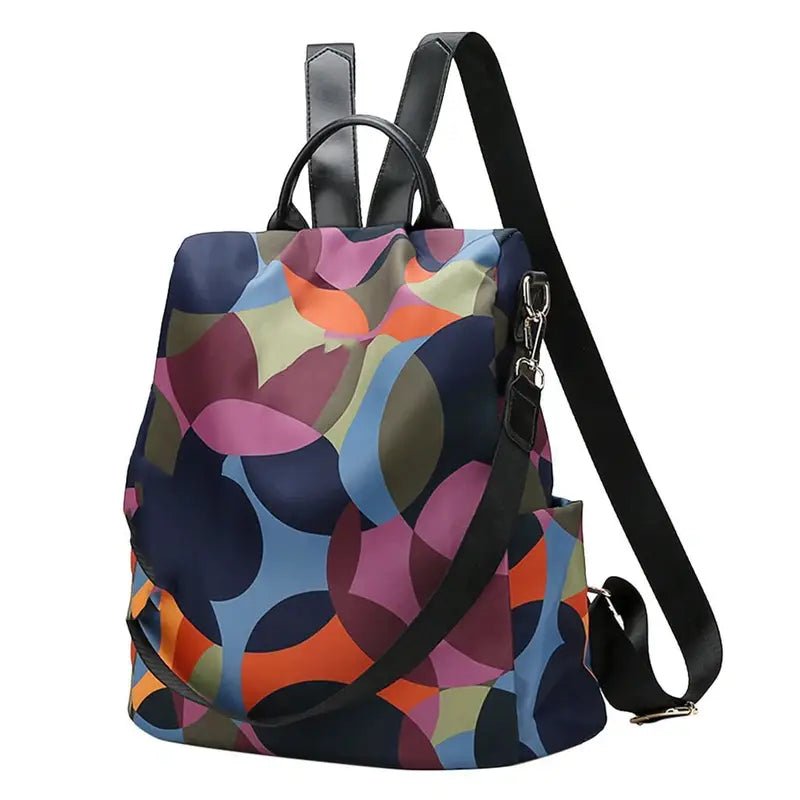 Sac à dos multicolore pour femme avec motif géométrique et bretelles ajustables