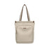 Sac à dos multifonction femme en toile beige avec poignées en cuir marron