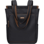 Sac à dos multifonction femme noir convertible avec bretelles et accents marron