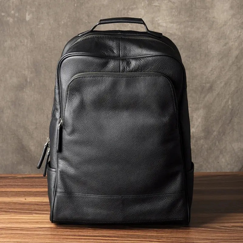 Sac à dos noir cuir véritable