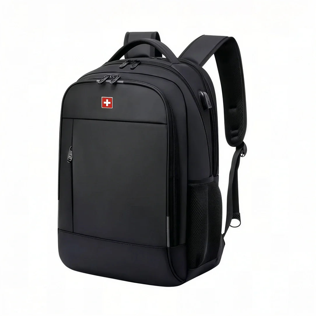 Sac à dos noir SwissGear homme avec multiples compartiments et port USB