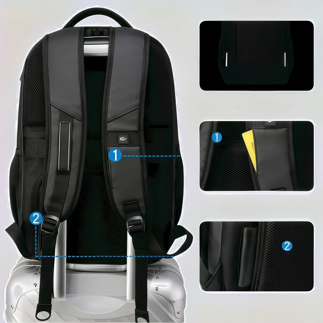 Sac à dos noir homme avec sangles rembourrées et poches en maille