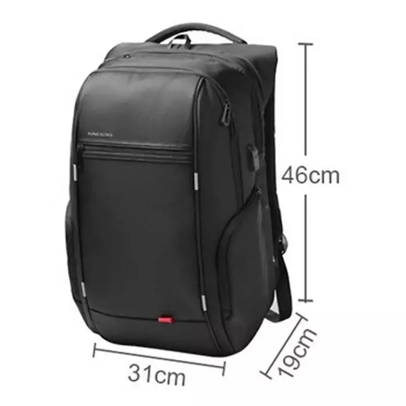 Sac à dos ordi femme noir avec plusieurs compartiments et dimensions 46x31x19cm