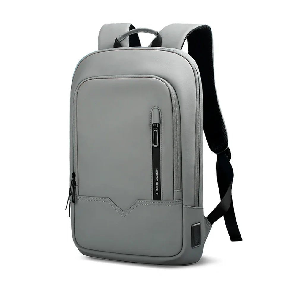 Sac à dos ordinateur 14 pouces femme gris moderne avec poche frontale et port USB