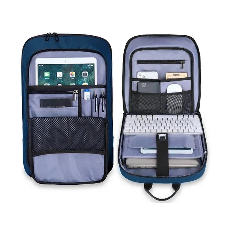 Sac à dos ordinateur 14 pouces femme ouvert avec compartiments pour accessoires tech